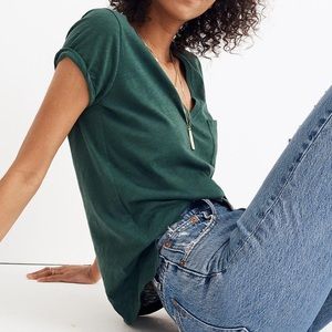 Madewell Whisper Cotton V-Neck Pocket Tee in Green